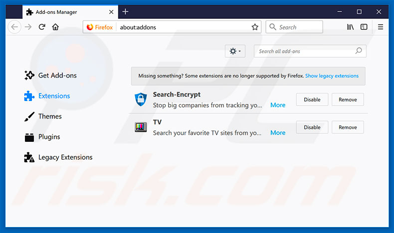 Removing search.seasytowatchtv.com related Mozilla Firefox extensions