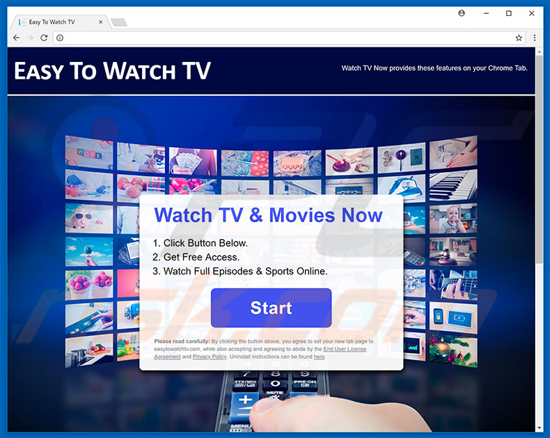 Website used to promote Easy To Watch TV browser hijacker