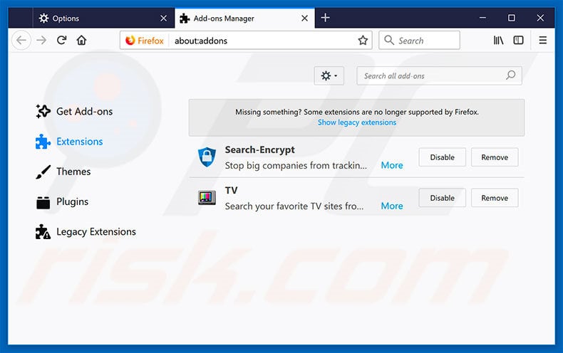 Removing secureserch.com related Mozilla Firefox extensions