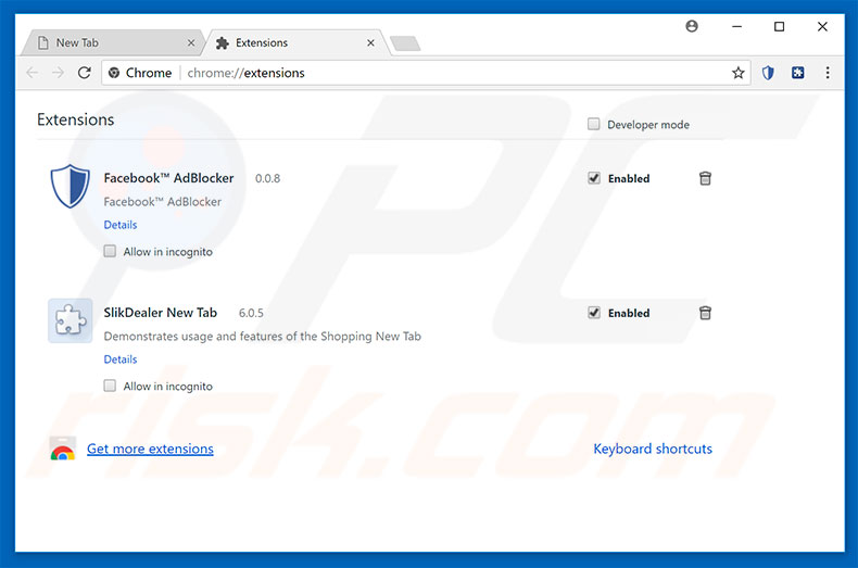 Removing SlikDealer ads from Google Chrome step 2
