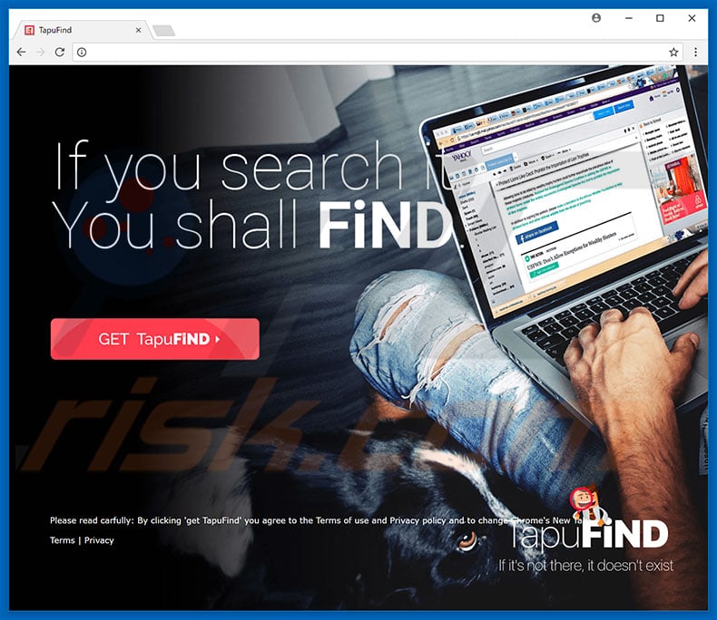 Website used to promote Tapufind browser hijacker