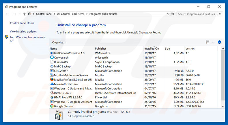 trafficnado.com adware uninstall via Control Panel