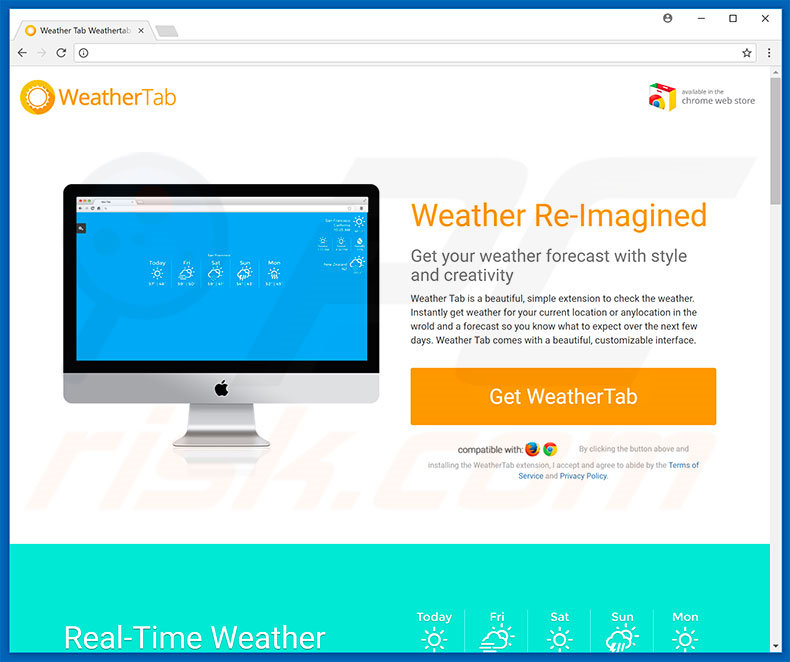 Website used to promote WeatherTab browser hijacker