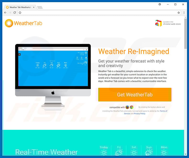 Website used to promote WeatherTab browser hijacker