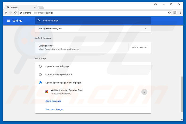 Removing webstart.me from Google Chrome homepage