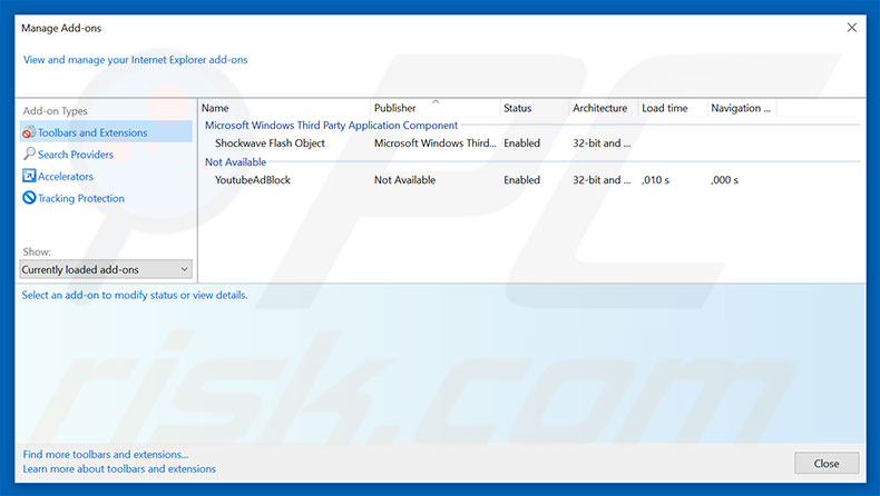 Removing Windows Detected Potential Threats On Your Computer ads from Internet Explorer step 2