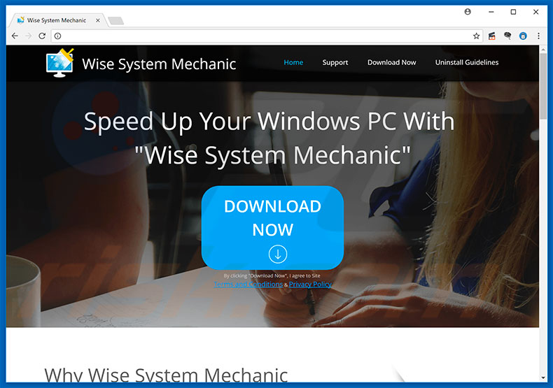 Website promoting Wise System Mechanic potentially unwanted program