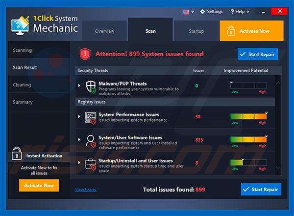 1Click System Mechanic potentially unwanted program
