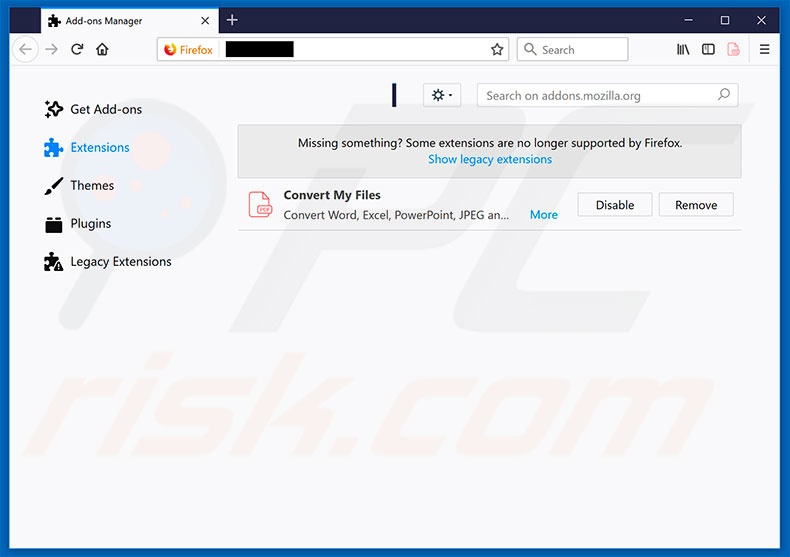 Removing convert-myfiles.link related Mozilla Firefox extensions