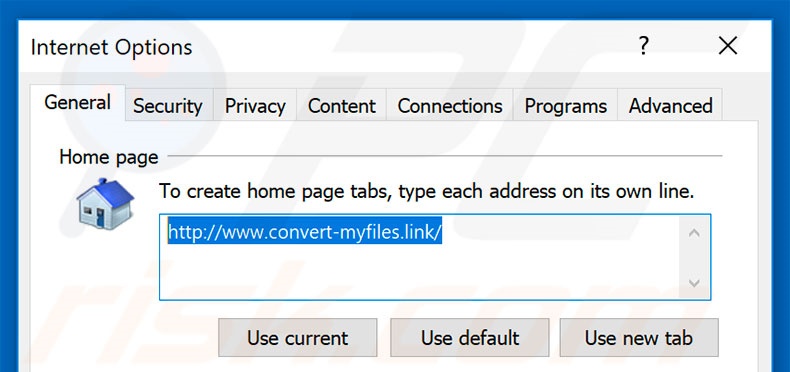 Removing convert-myfiles.link from Internet Explorer homepage