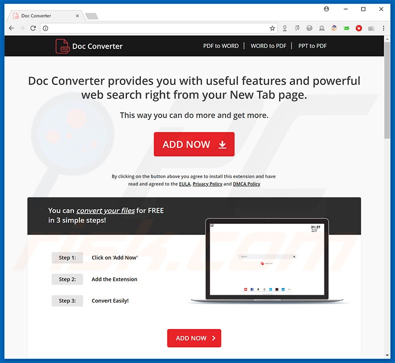 Website used to promote Convert My Files browser hijacker