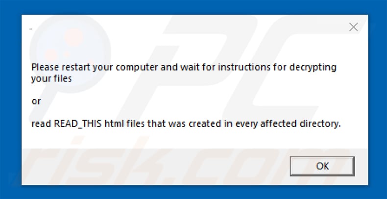 crypren ransomware pop-up message after infection