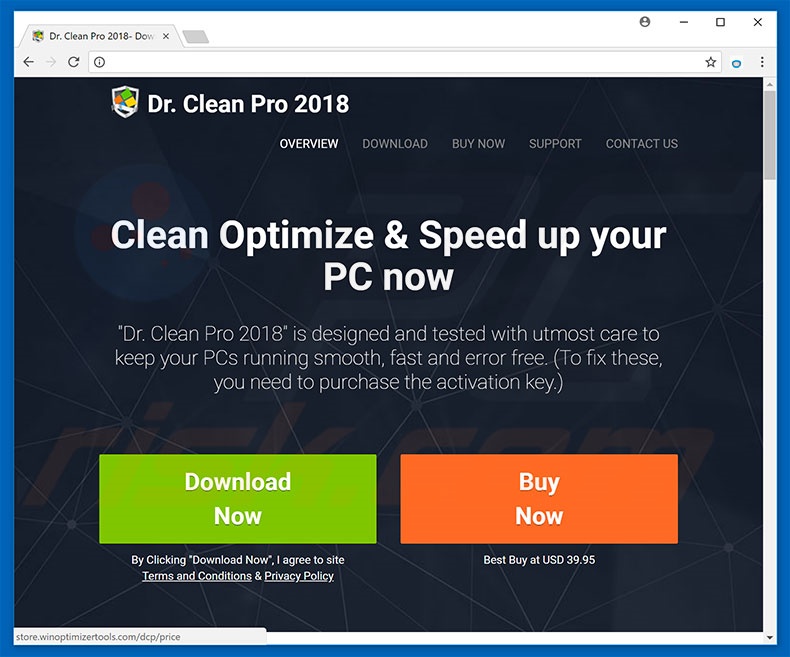 Website used to promote Dr. Clean Pro 2018 PUP