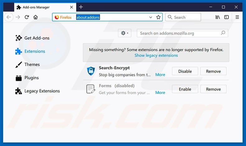Removing search.dssearchhelper.com related Mozilla Firefox extensions
