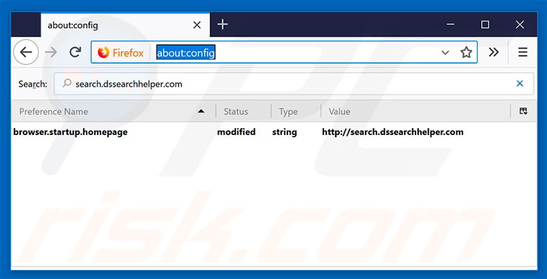 Removing search.dssearchhelper.com from Mozilla Firefox default search engine