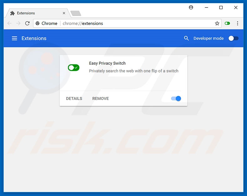 Removing search.easyprivacyswitch.com related Google Chrome extensions