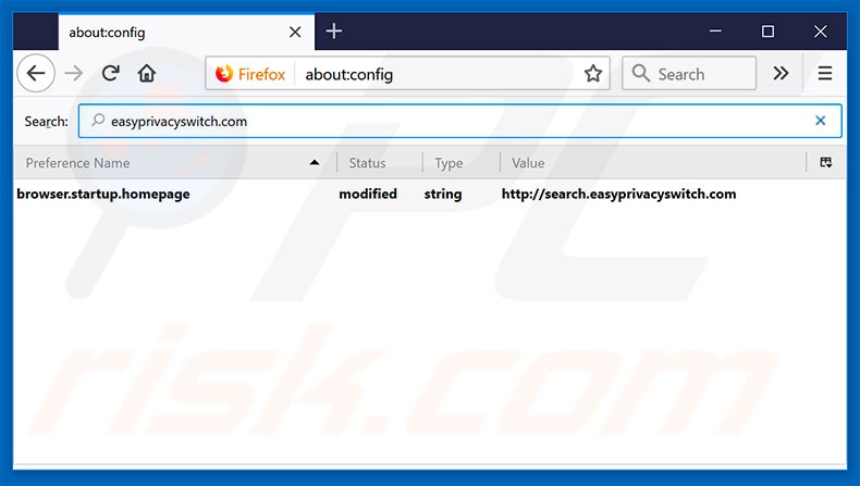 Removing search.easyprivacyswitch.com from Mozilla Firefox default search engine