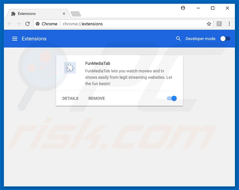 Removing search.funmediatabsearch.com related Google Chrome extensions
