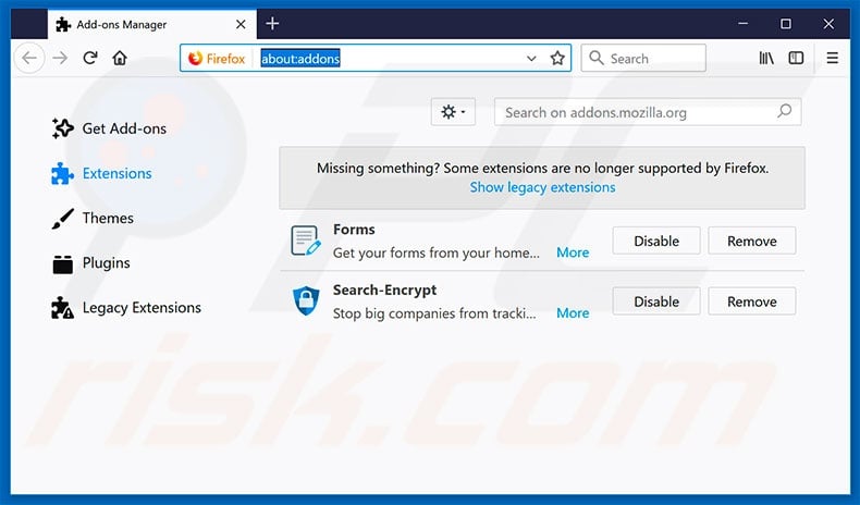 Removing search.funmediatabsearch.com related Mozilla Firefox extensions