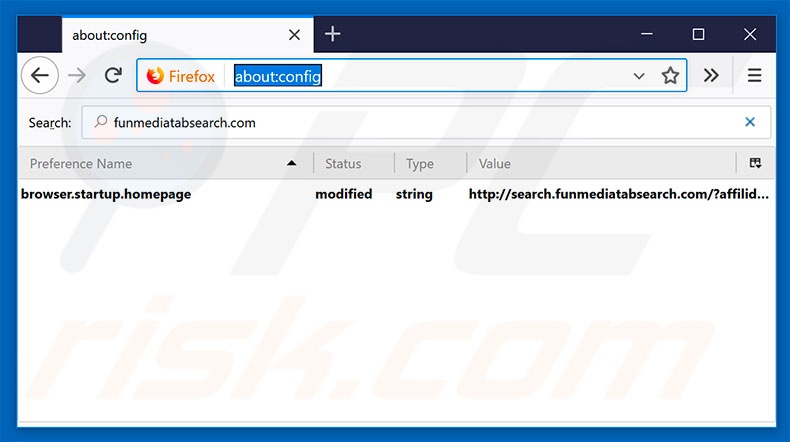 Removing search.funmediatabsearch.com from Mozilla Firefox default search engine