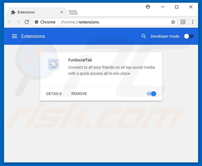 Removing search.funsocialtabsearch.com related Google Chrome extensions