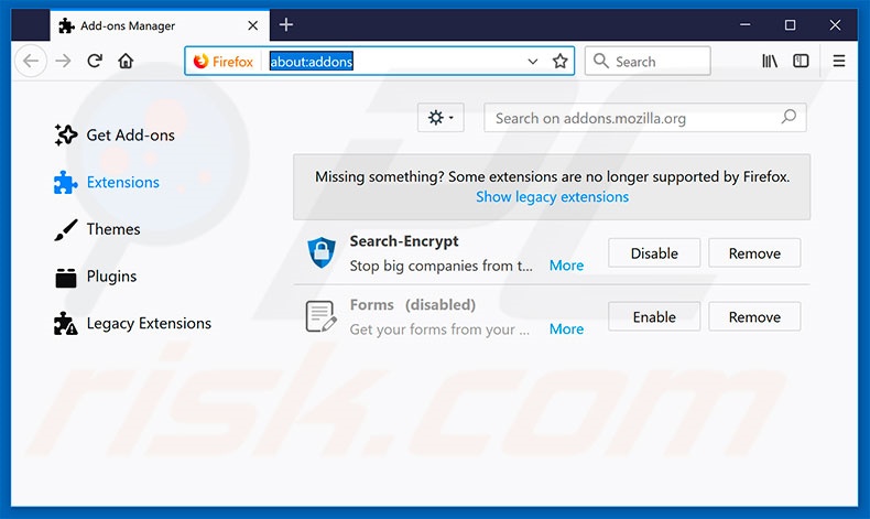 Removing search.funsocialtabsearch.com related Mozilla Firefox extensions