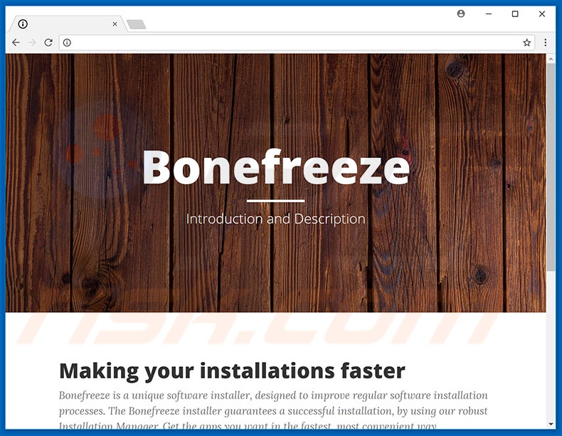 Website used to promote Bonefreeze browser hijacker