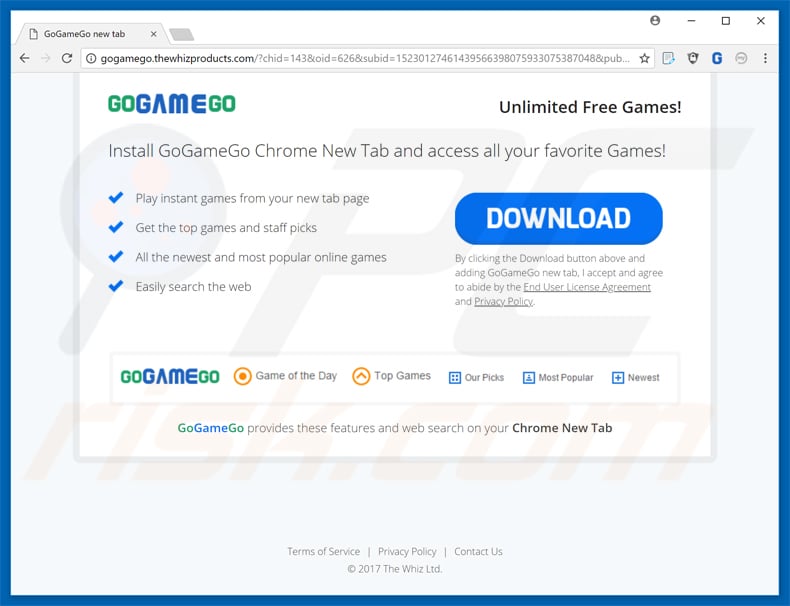 gogamego toolbar promoting pop-up ad sample 2
