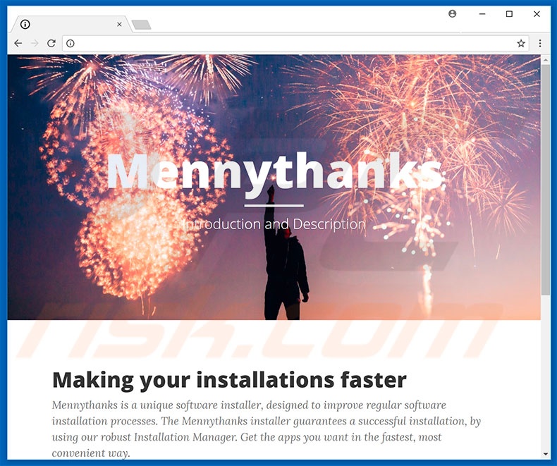 Website used to promote Mennythanks browser hijacker