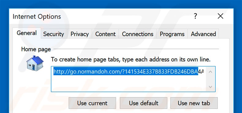 Removing go.normandoh.com from Internet Explorer homepage