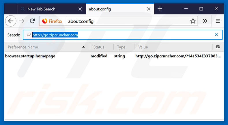 Removing go.zipcruncher.com from Mozilla Firefox default search engine