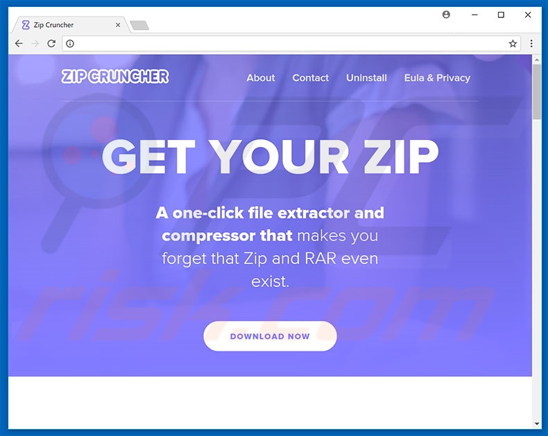 Website used to promote ZipCruncher browser hijacker