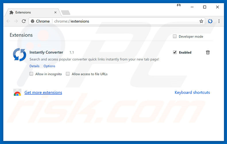 Removing search.hinstantlyconverter.com related Google Chrome extensions