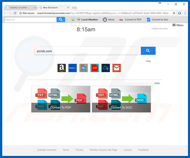 search.hinstantlyconverter.com browser hijacker