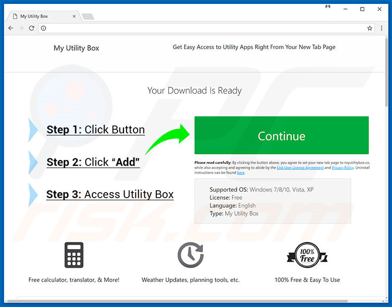 Website used to promote My Utility Box browser hijacker