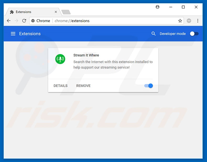 Removing home.streamitwhere.com related Google Chrome extensions