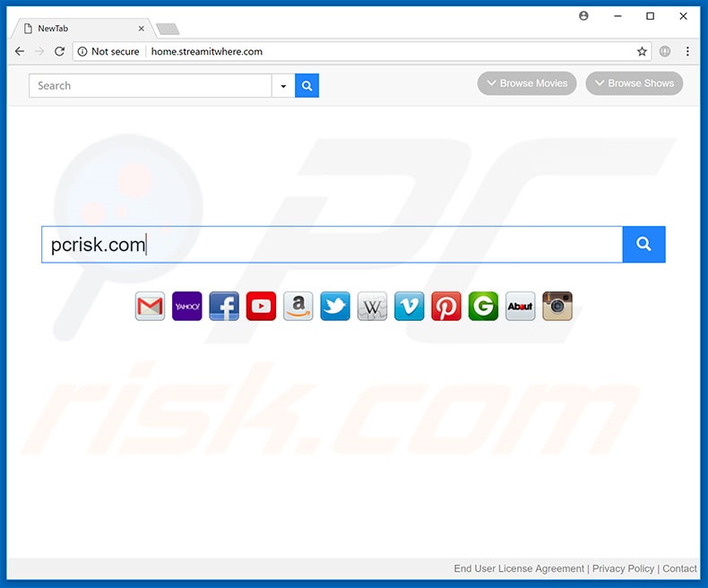 home.streamitwhere.com browser hijacker