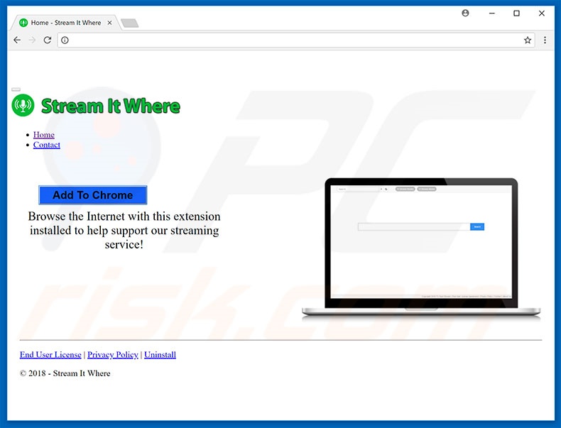 Website used to promote Stream It Where browser hijacker