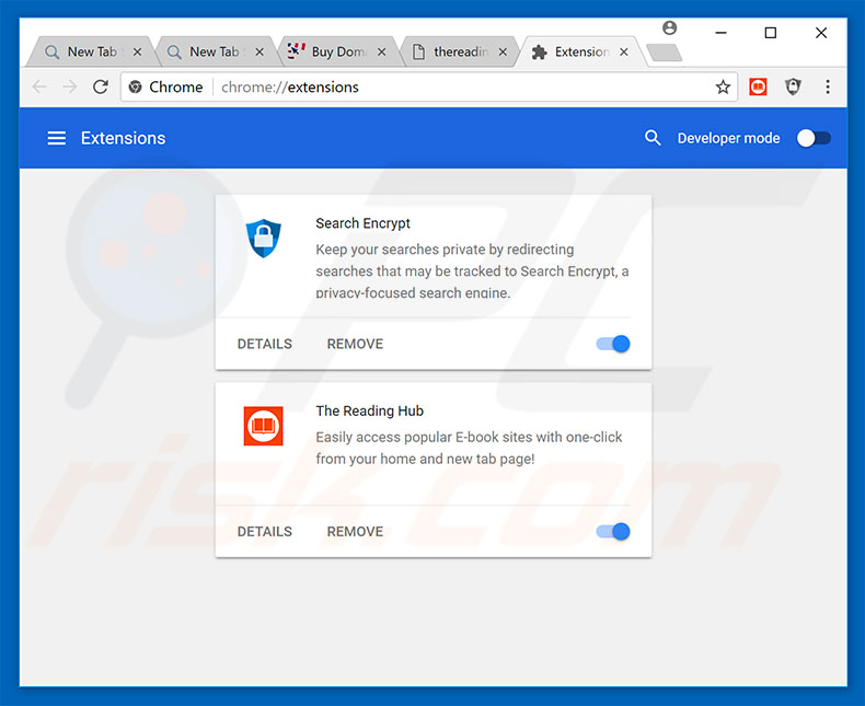 Removing search.hthereadinghub.com related Google Chrome extensions