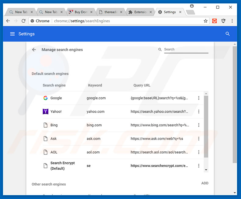 Removing search.hthereadinghub.com from Google Chrome default search engine