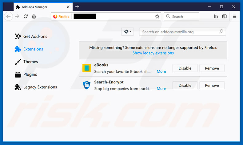 Removing search.hthereadinghub.com related Mozilla Firefox extensions