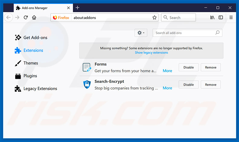 Removing search.hyourfreeonlineformspop.com related Mozilla Firefox extensions