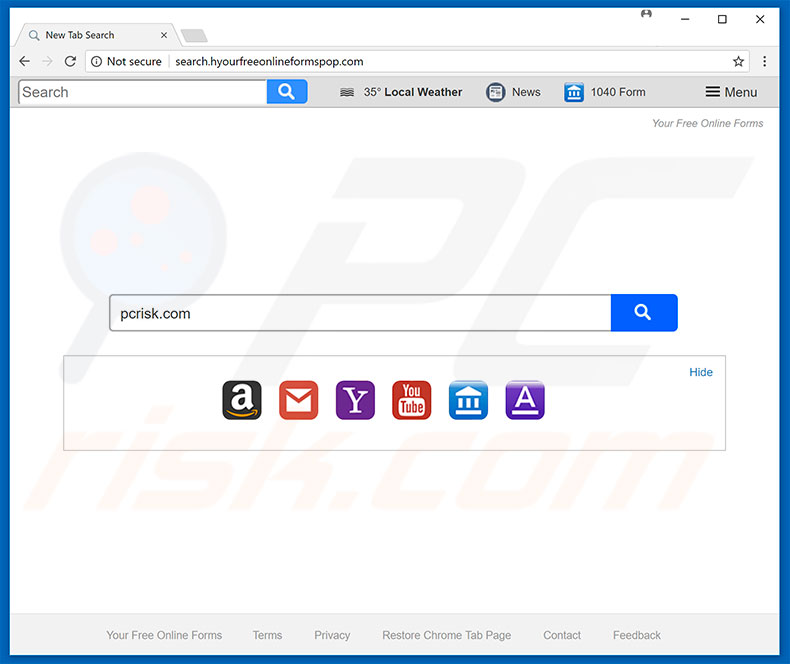 search.hyourfreeonlineformspop.com browser hijacker