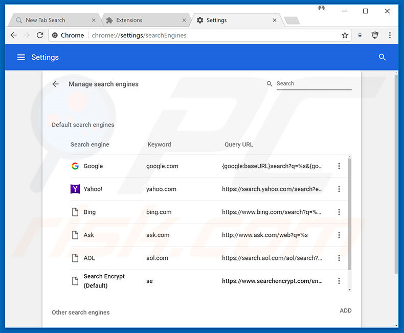 Removing search.hyourtransitinfonowpop.com from Google Chrome default search engine