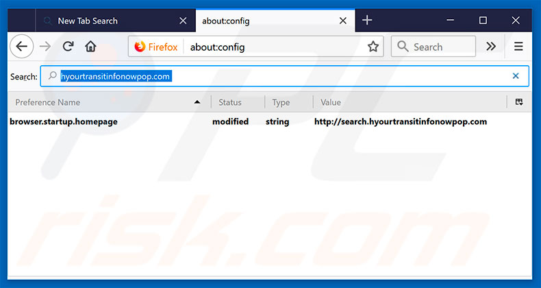 Removing search.hyourtransitinfonowpop.com from Mozilla Firefox default search engine