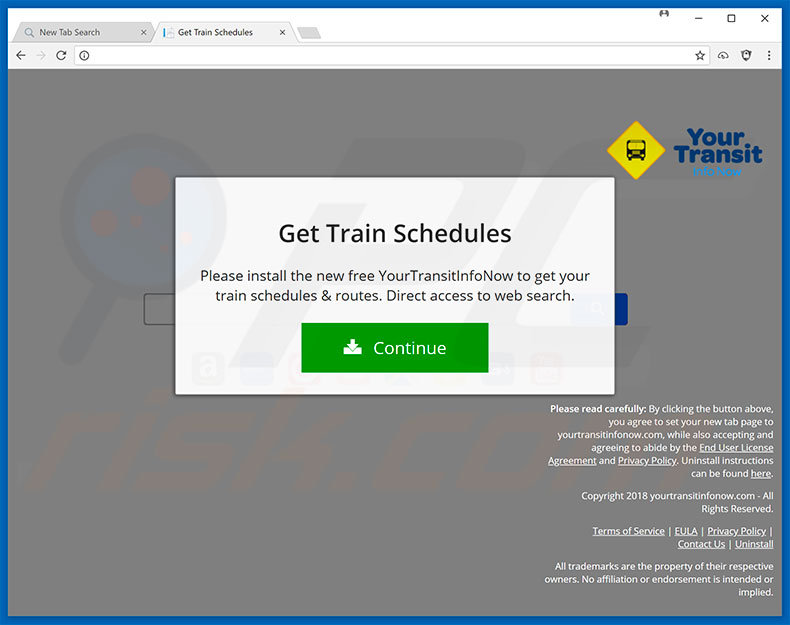 Website used to promote Your Transit Info Now browser hijacker