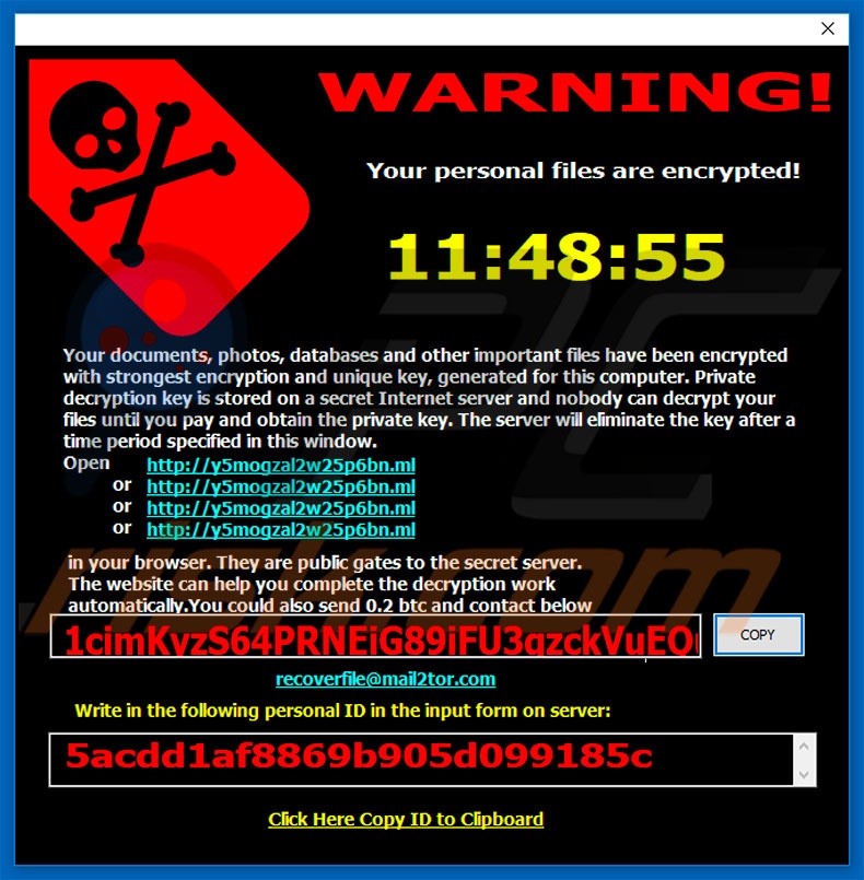 Iron ransomware ransom note (pop-up)