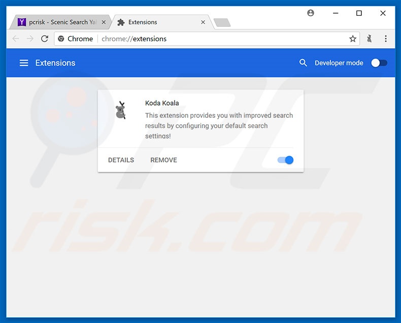 Removing search.kodakoala.com related Google Chrome extensions
