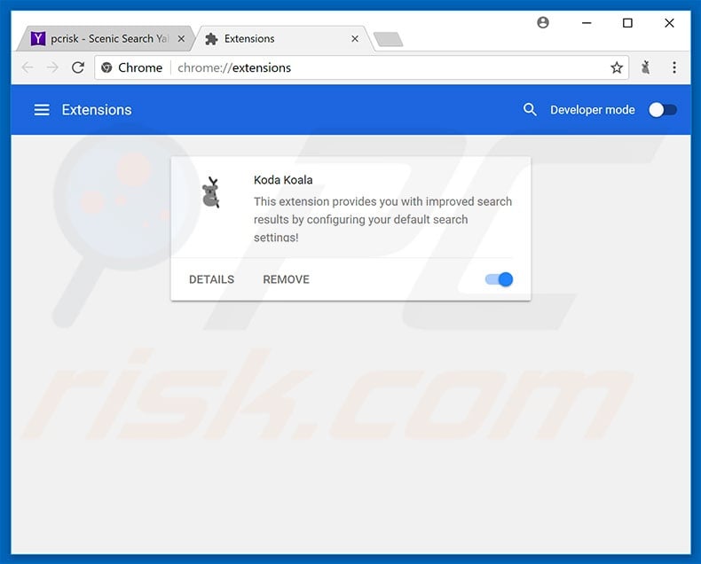 Removing search.kodakoala.com related Google Chrome extensions