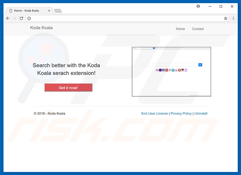 Website used to promote Koda Koala browser hijacker